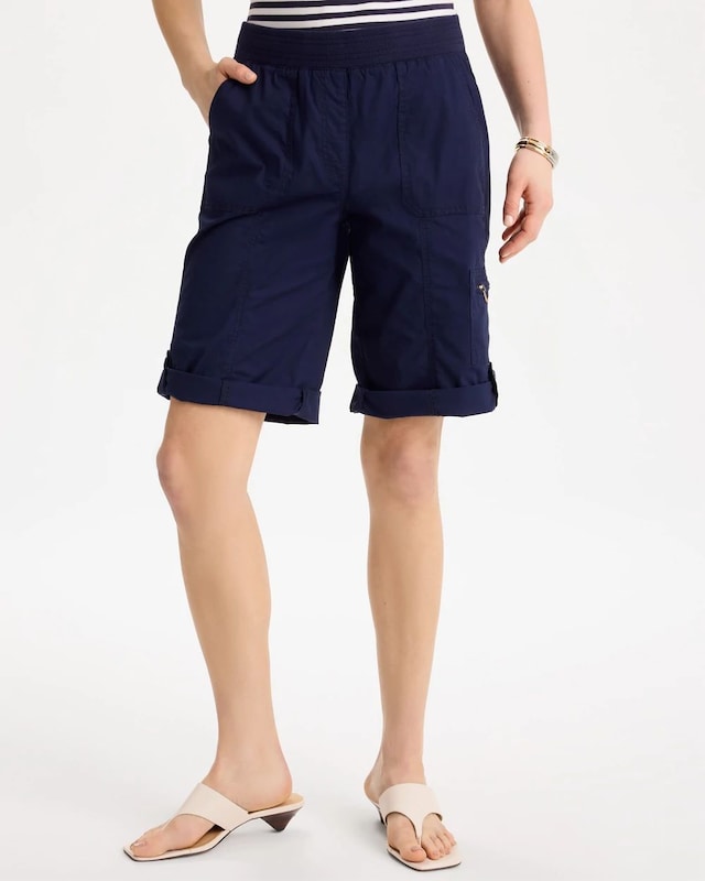 Poplin Cotton Roll-Tab Shorts - image 1